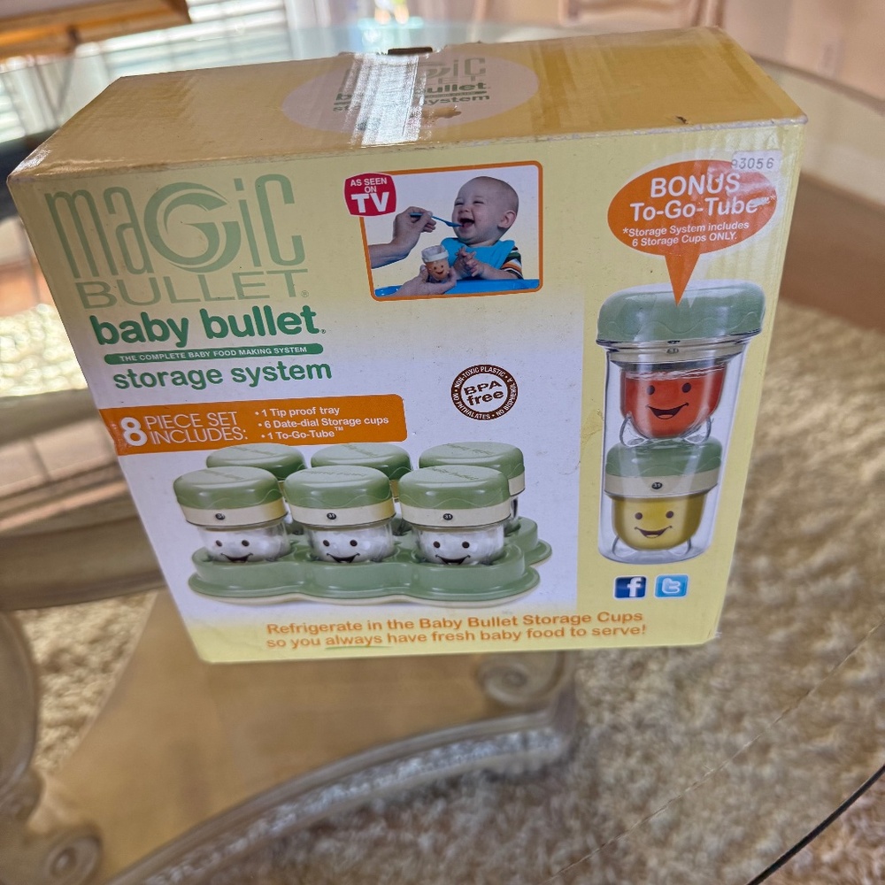 NEW Magic Bullet Baby Bullet 8 Piece Storage System Bonus To Go Tube